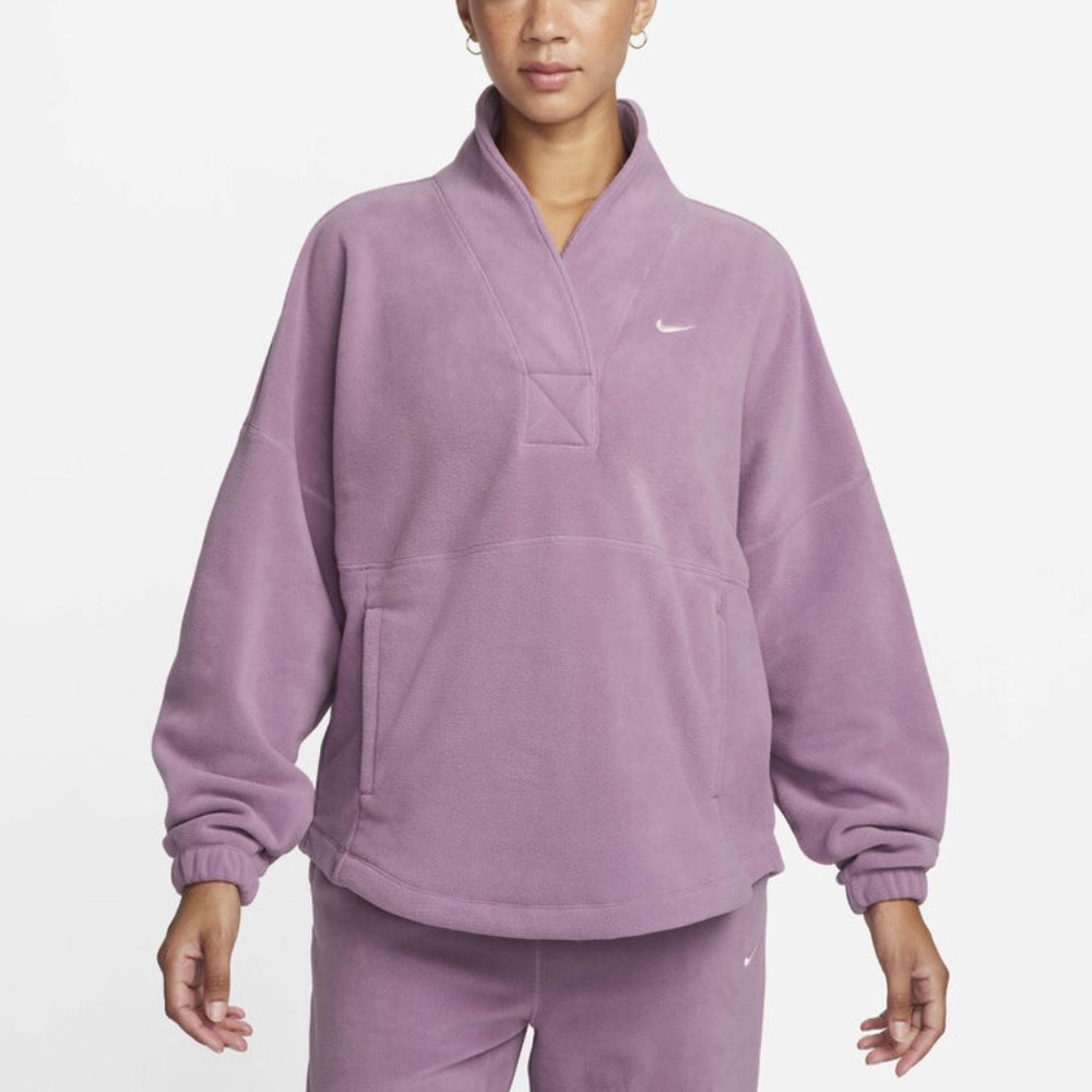 Nike Therma-FIT One Women’s Purple Oversized Long-Sleeve Fleece Top Sweater Sz M